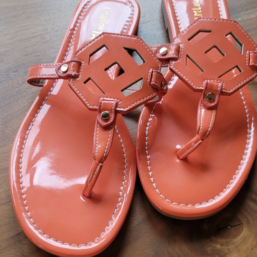 Women's J. McLaughlin NWOT Orange Lucy Leather Sandals, Size 10